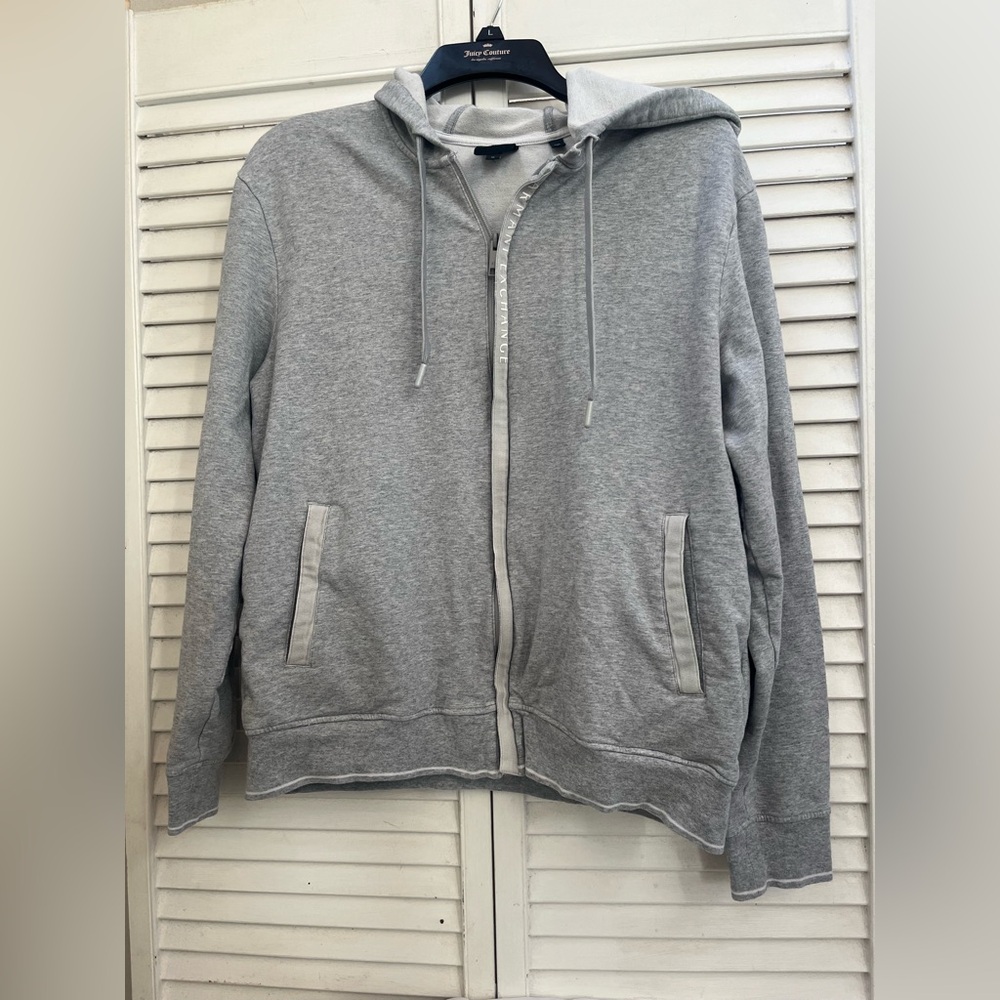ARMANI EXCHANGE Heather Gray zip up Hoodie pockets